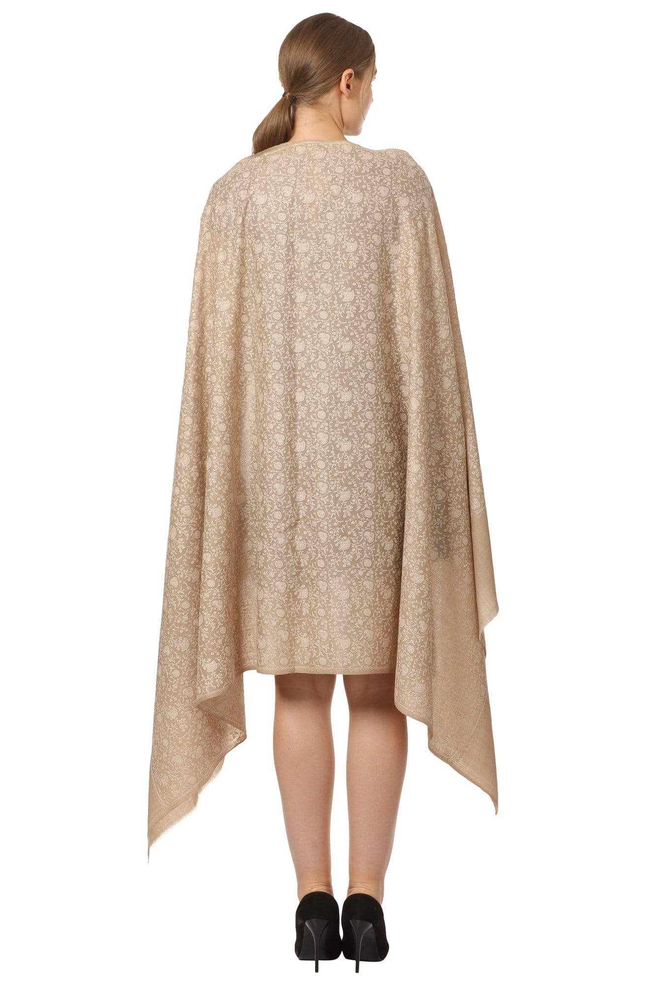 Pashtush Shawl Store Shawl Pashtush Womens Pashmina Shawl with Tone on Tone Embroidery, Soft and Warm, Light Weight