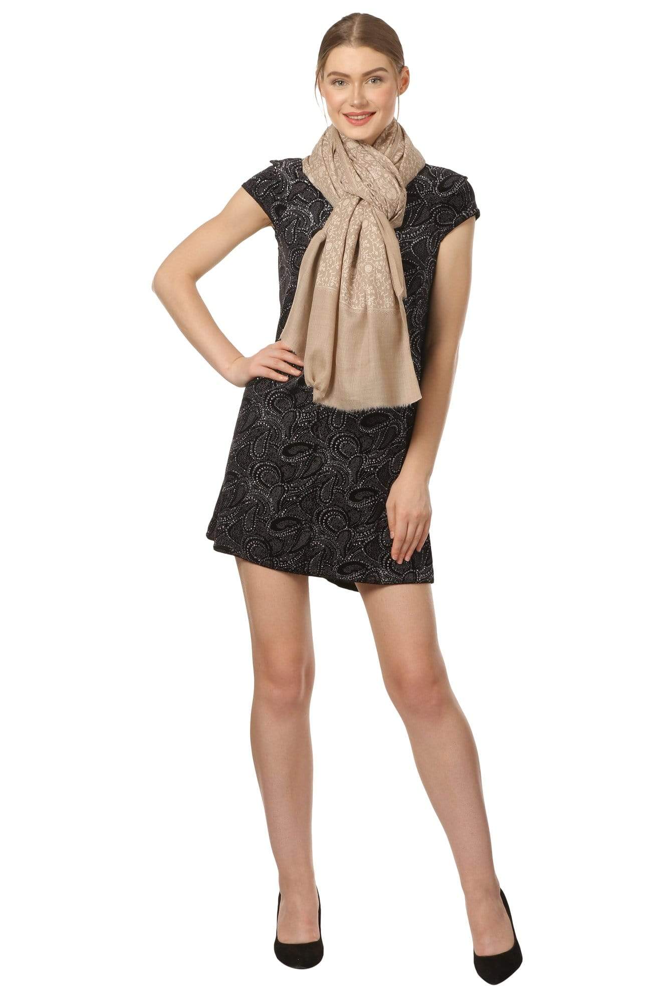 Pashtush Shawl Store Shawl Pashtush Womens Pashmina Shawl with Tone on Tone Embroidery, Soft and Warm, Light Weight