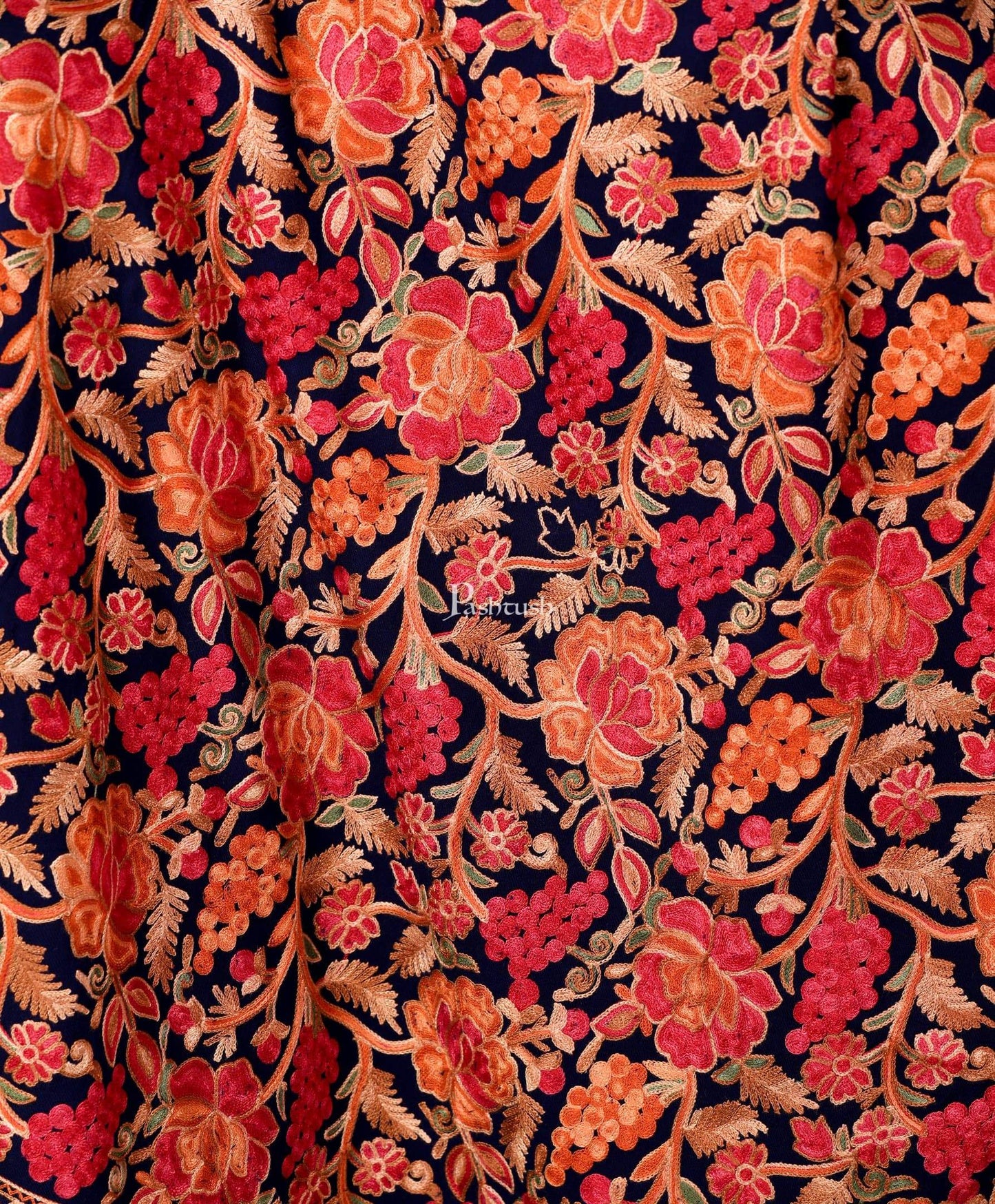 Pashtush Store Stole Pashtush Womens Peruvian Roses Scarf, Embroidery Stole, Soft and Warm