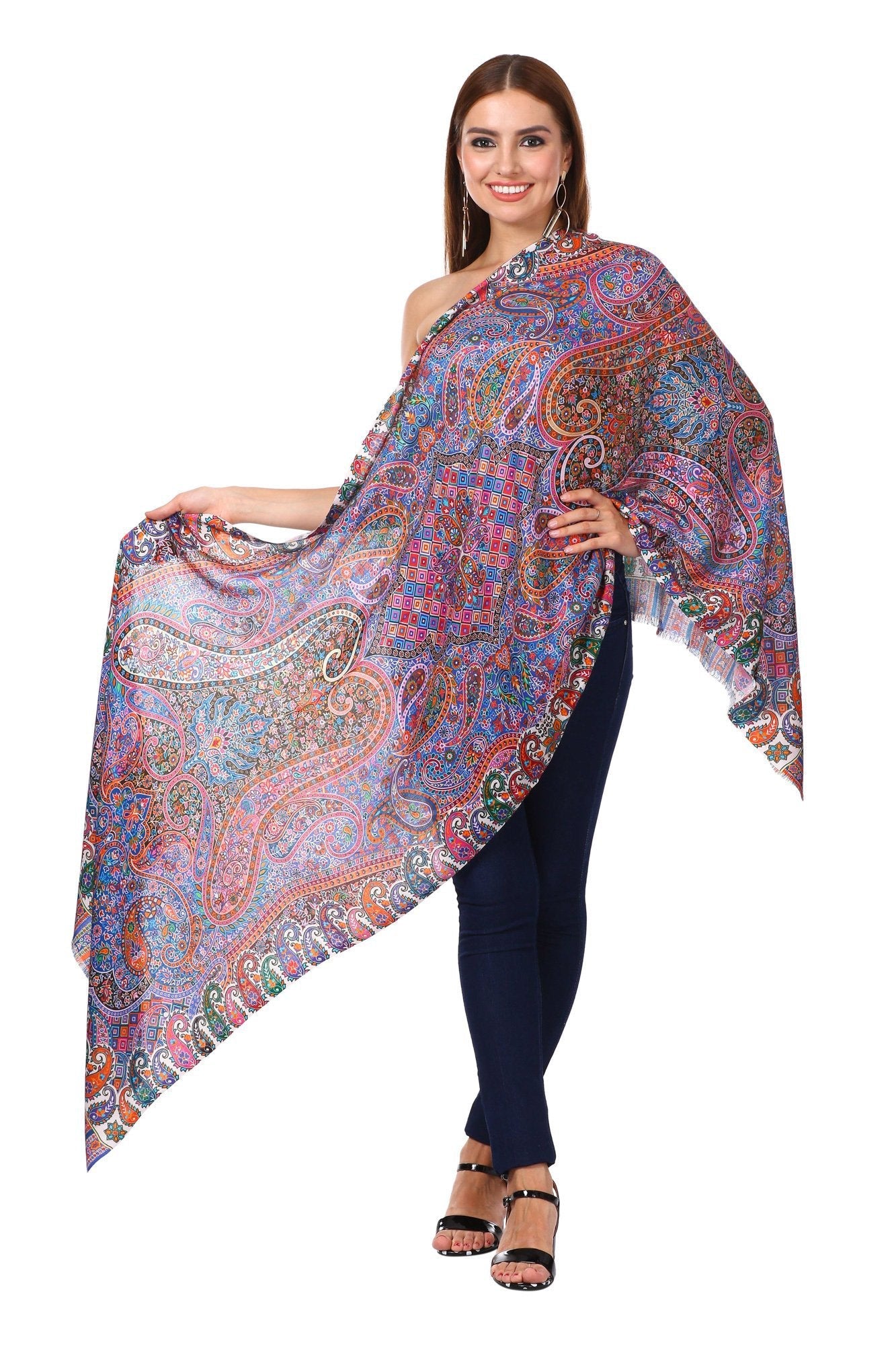 Pashtush Shawl Store Stole Pashtush Womens PRinted Bamboo Scarf, Stole, Multicolored