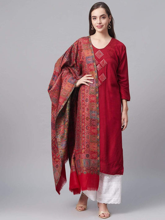 Pashtush India 100x200 Pashtush Womens Pure Wool Kaani Shawl, Soft and Warm, Woolmark Certified