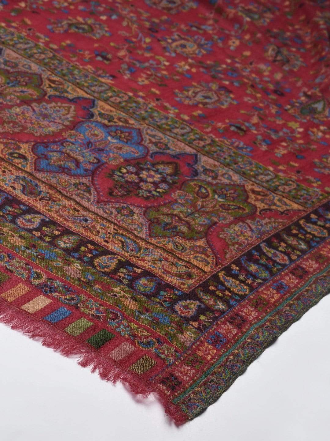Pashtush India 100x200 Pashtush Women Maroon Pure Wool Woven Design Kaani Shawl
