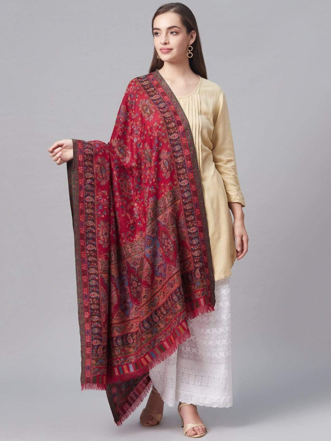 Pashtush India 100x200 Pashtush Womens Pure Wool Kaani Shawl, with Woolmark Certificate