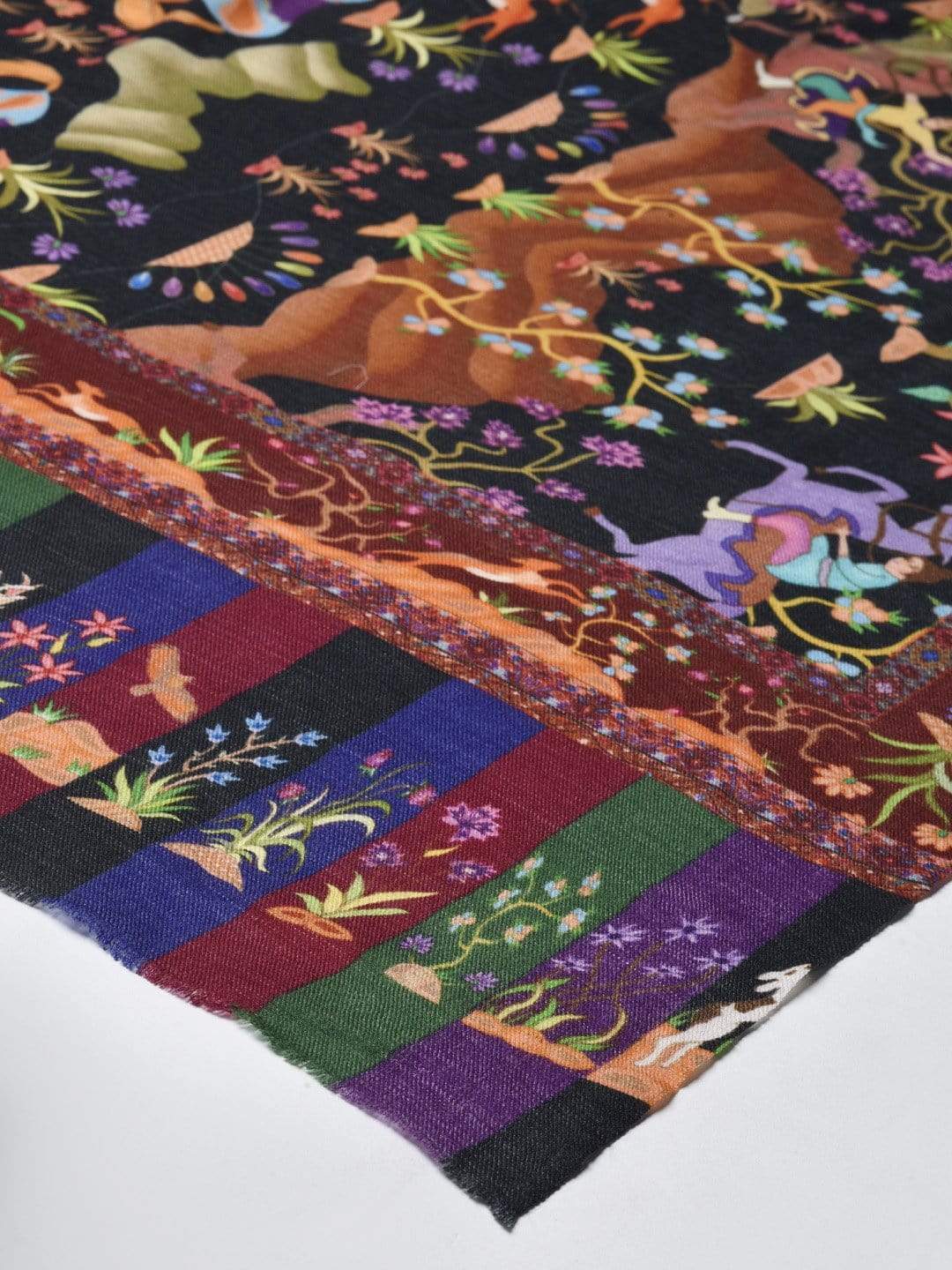 Pashtush India 100x200 Pashtush Womens Pure Wool Printed Shikaar-dar Shawl, With Woolmark Certificate