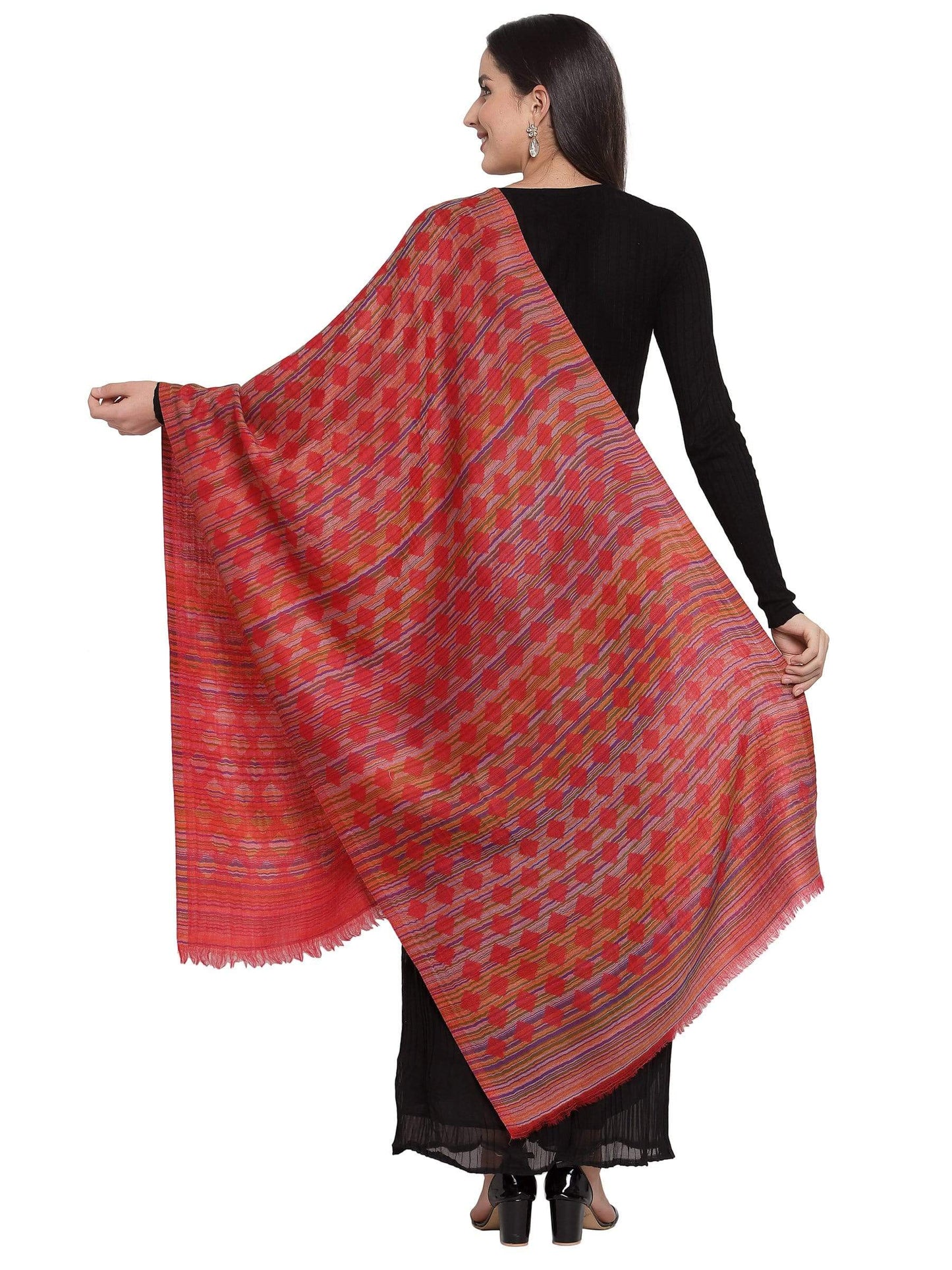 Pashtush India 70x200 Pashtush Womens Reversible Stole, 100% Pure Wool With Woolmark Certification, Red