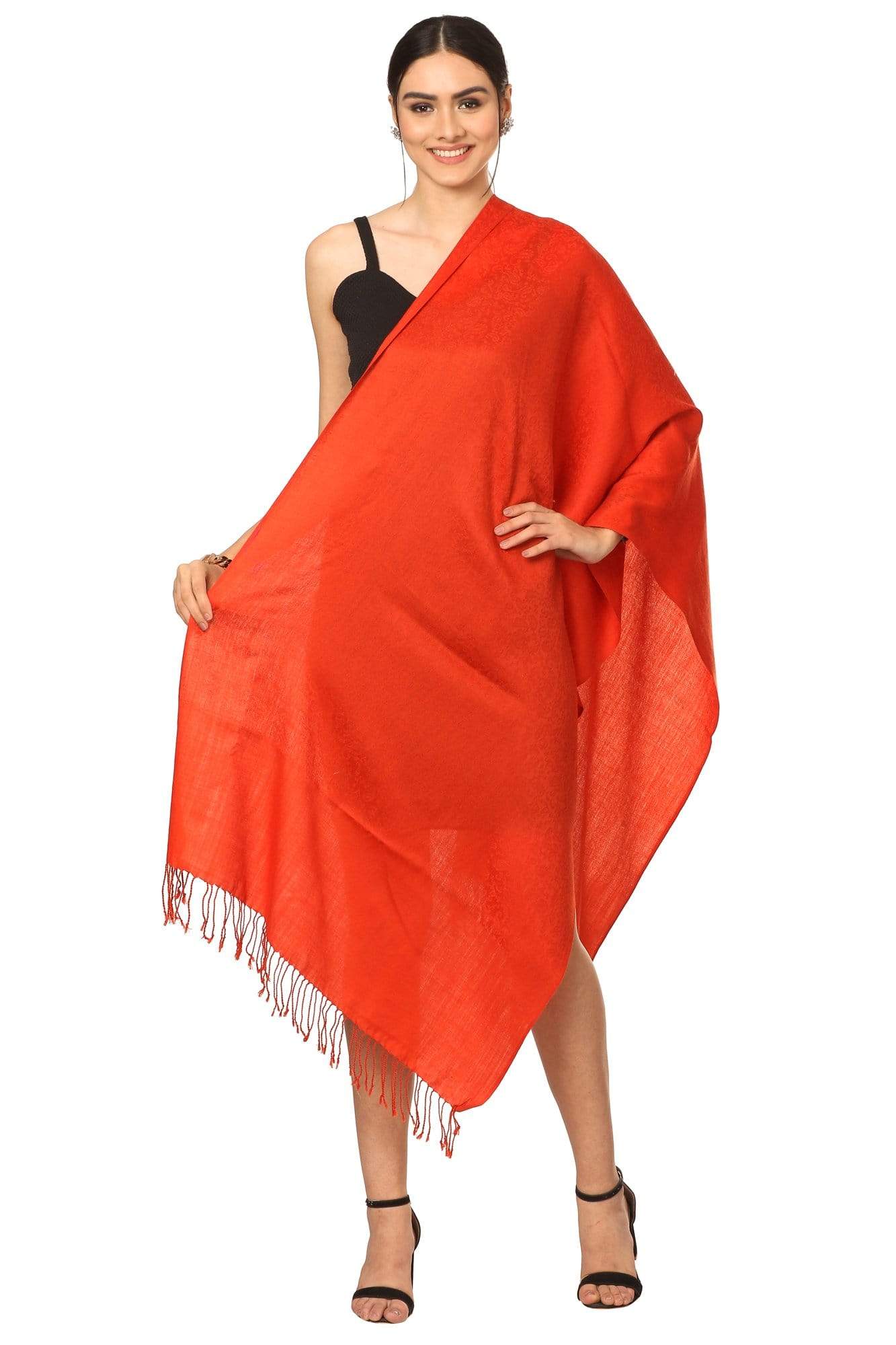 Pashtush India Stole Pashtush Womens Scarf, Stole Jacquard, paisley, Rust