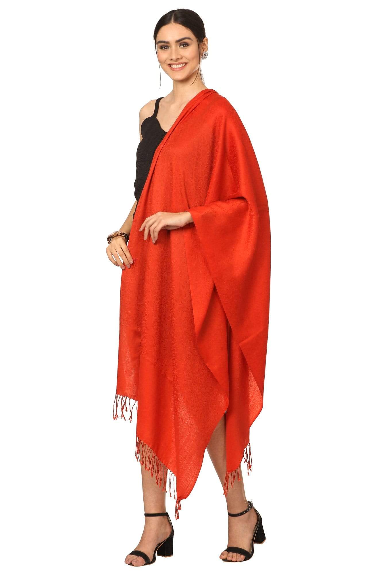 Pashtush India Stole Pashtush Womens Scarf, Stole Jacquard, paisley, Rust