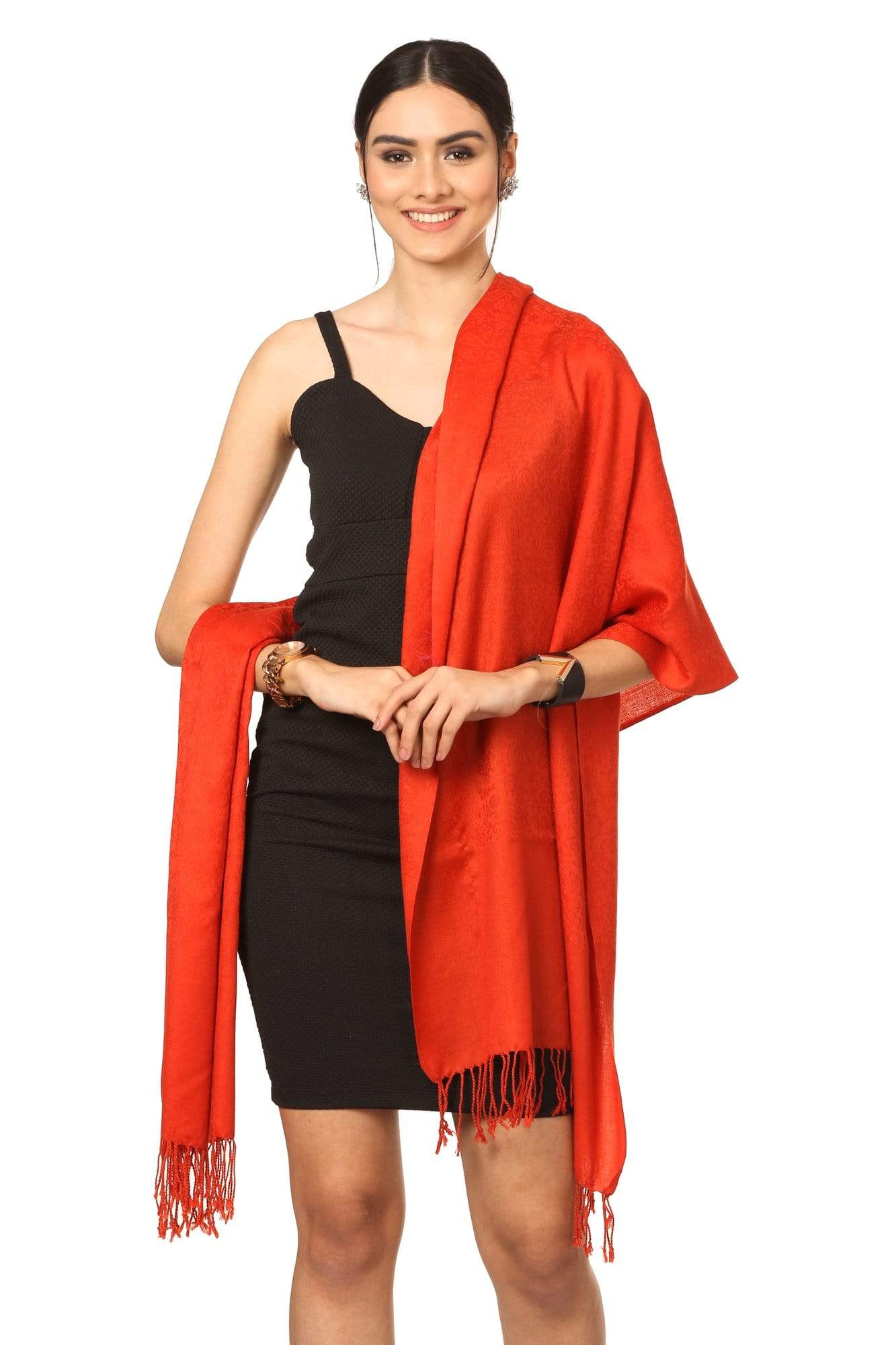 Pashtush India Stole Pashtush Womens Scarf, Stole Jacquard, paisley, Rust
