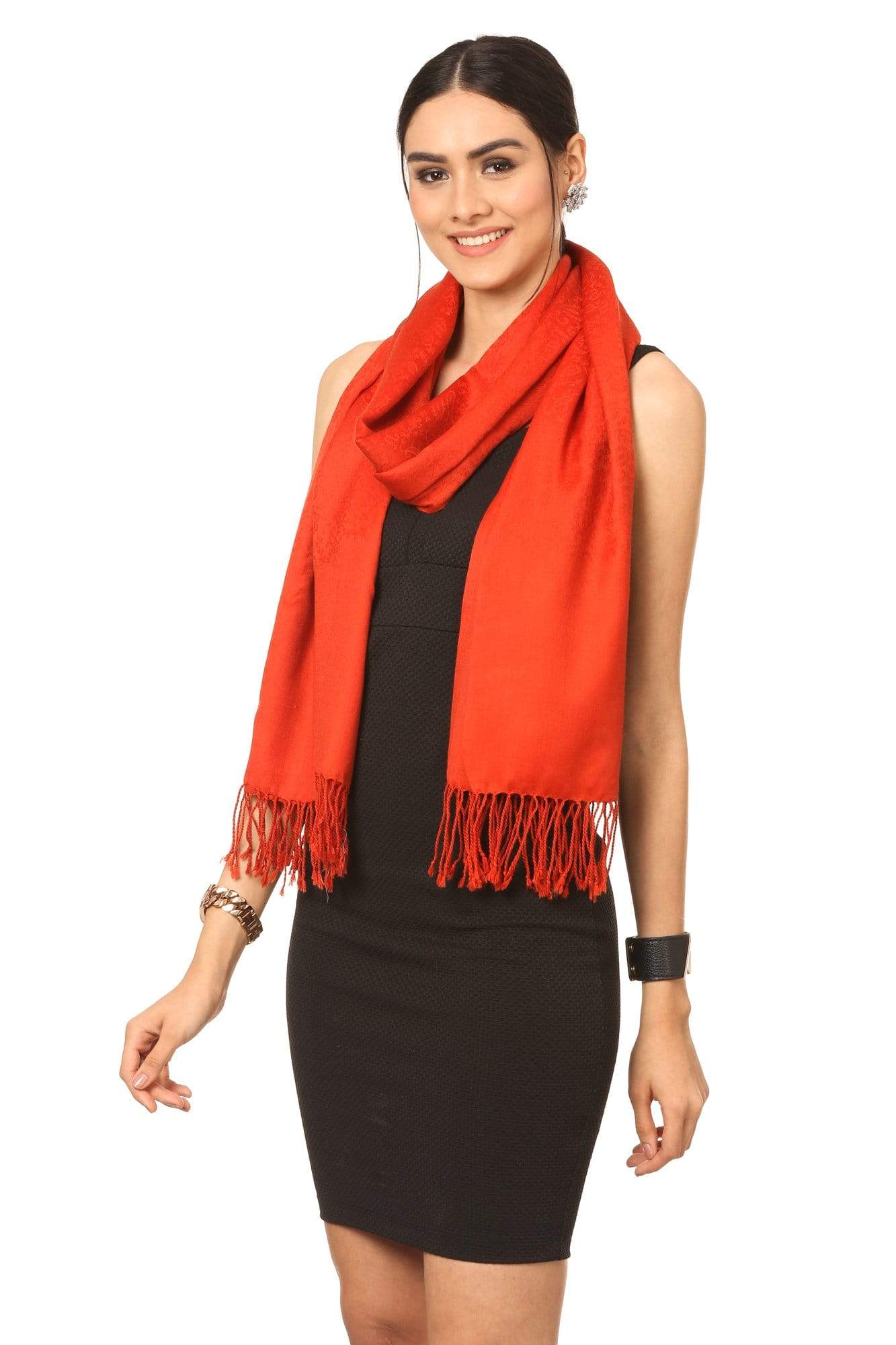 Pashtush India Stole Pashtush Womens Scarf, Stole Jacquard, paisley, Rust