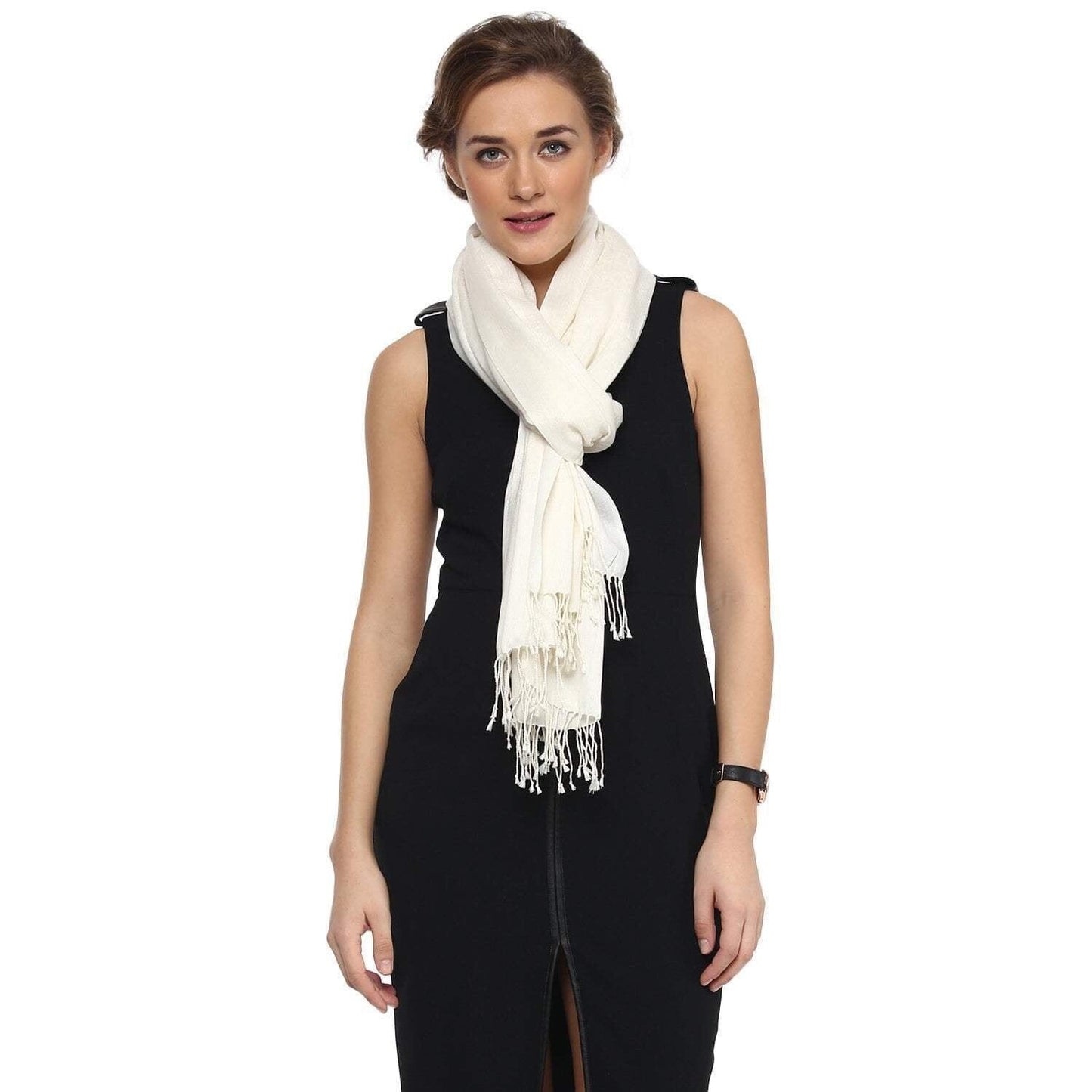 Pashtush India Stole Pashtush Womens Scarf, Stole Jacquard, paisley, White