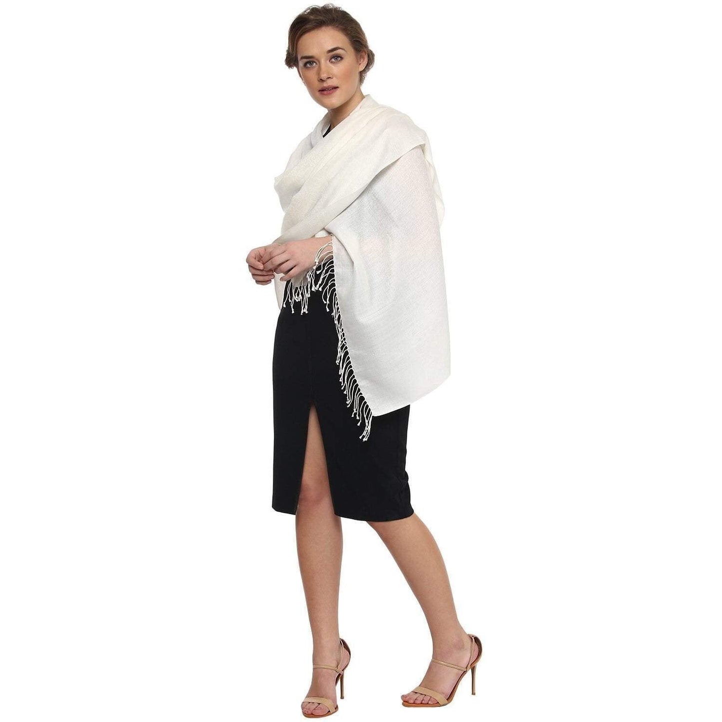 Pashtush India Stole Pashtush Womens Scarf, Stole Jacquard, paisley, White