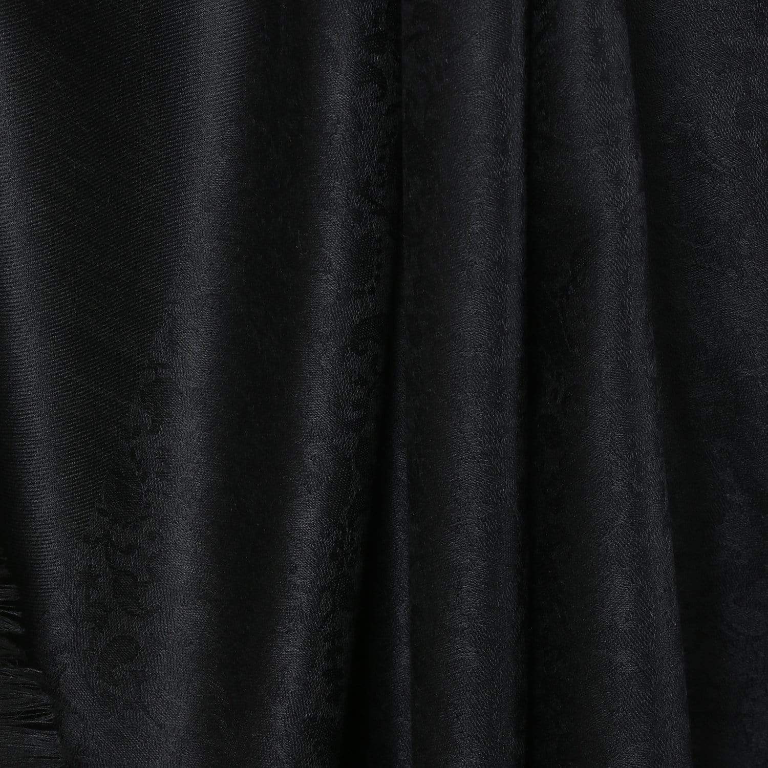 Pashtush Store Shawl Pashtush Womens Shawl, Fine wool with paisley jacquard weave, Rich Black