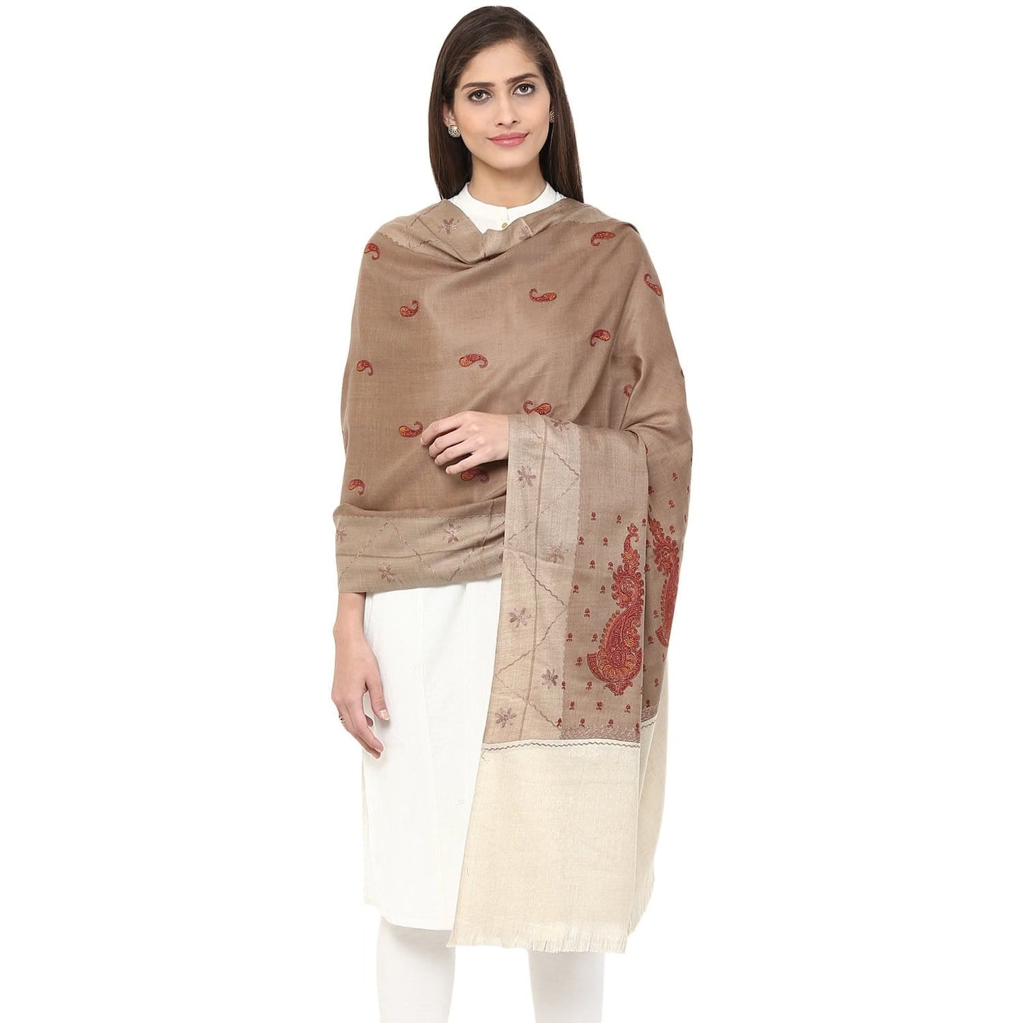 Pashtush Store Shawl Pashtush Womens Shawl Kashmiri Embroidery with Aari and Sozni work, Fine Wool