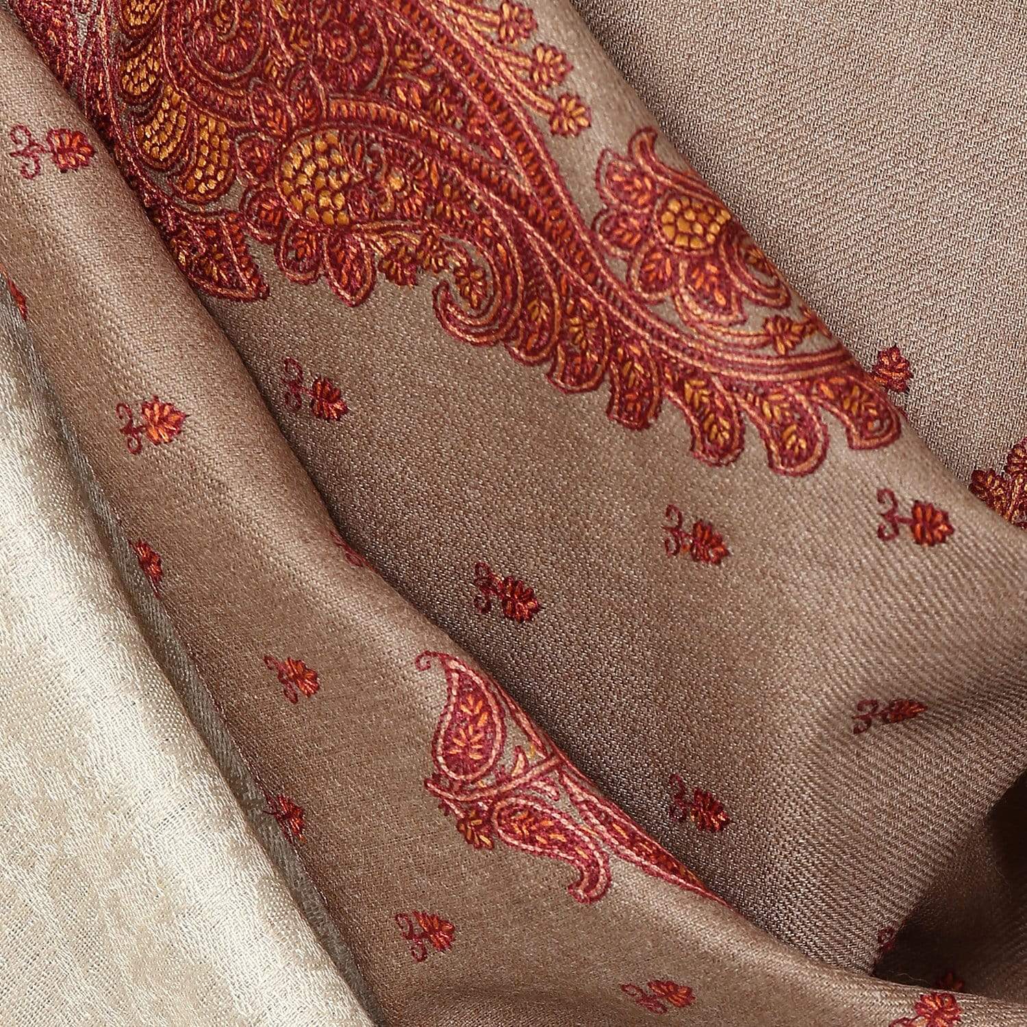 Pashtush Store Shawl Pashtush Womens Shawl Kashmiri Embroidery with Aari and Sozni work, Fine Wool