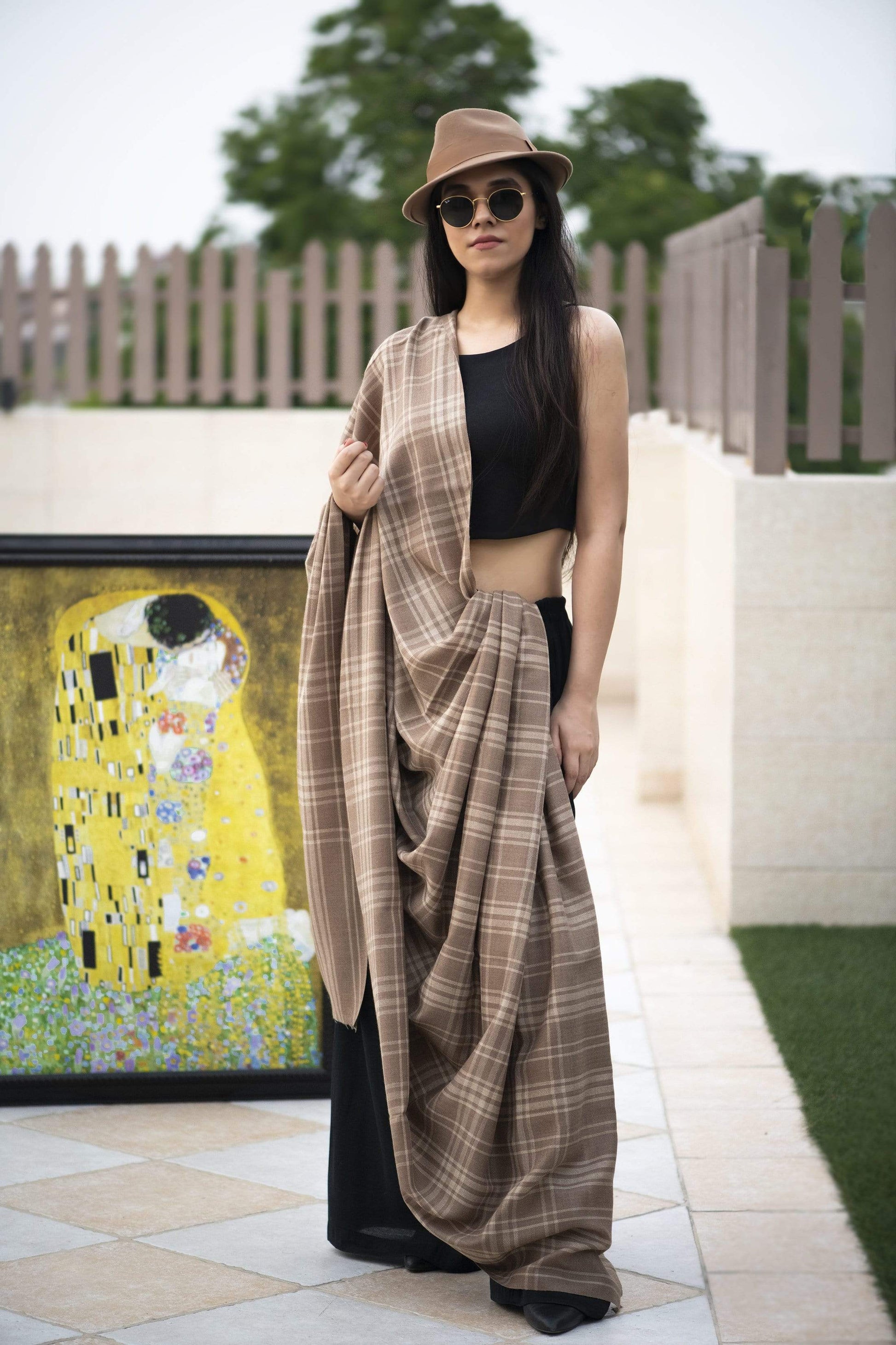 Pashtush Store Shawl Pashtush Womens Shawl, Thick Wool Shawl Check Design,  Extra Warm Shawl