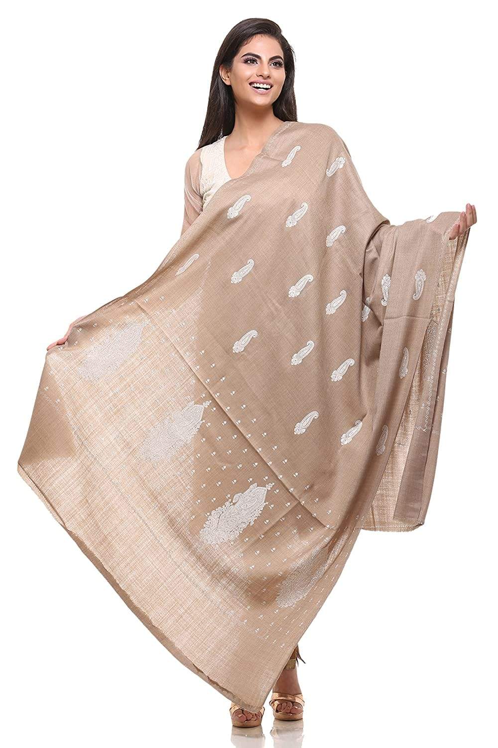 Pashtush Store Shawl Pashtush Womens Shawl Tone on Tone Embroidery, Soft and Warm, Light Weight Shawl