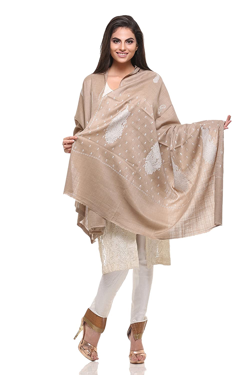 Pashtush Store Shawl Pashtush Womens Shawl Tone on Tone Embroidery, Soft and Warm, Light Weight Shawl