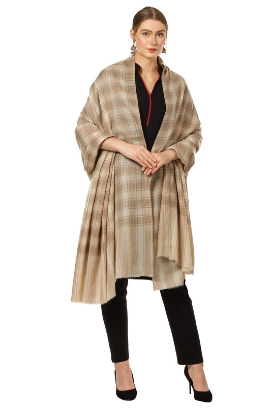 Pashtush Store Shawl Pashtush Womens Shawl, Ultra Soft  Wool Shawl Check Design,  Shawl