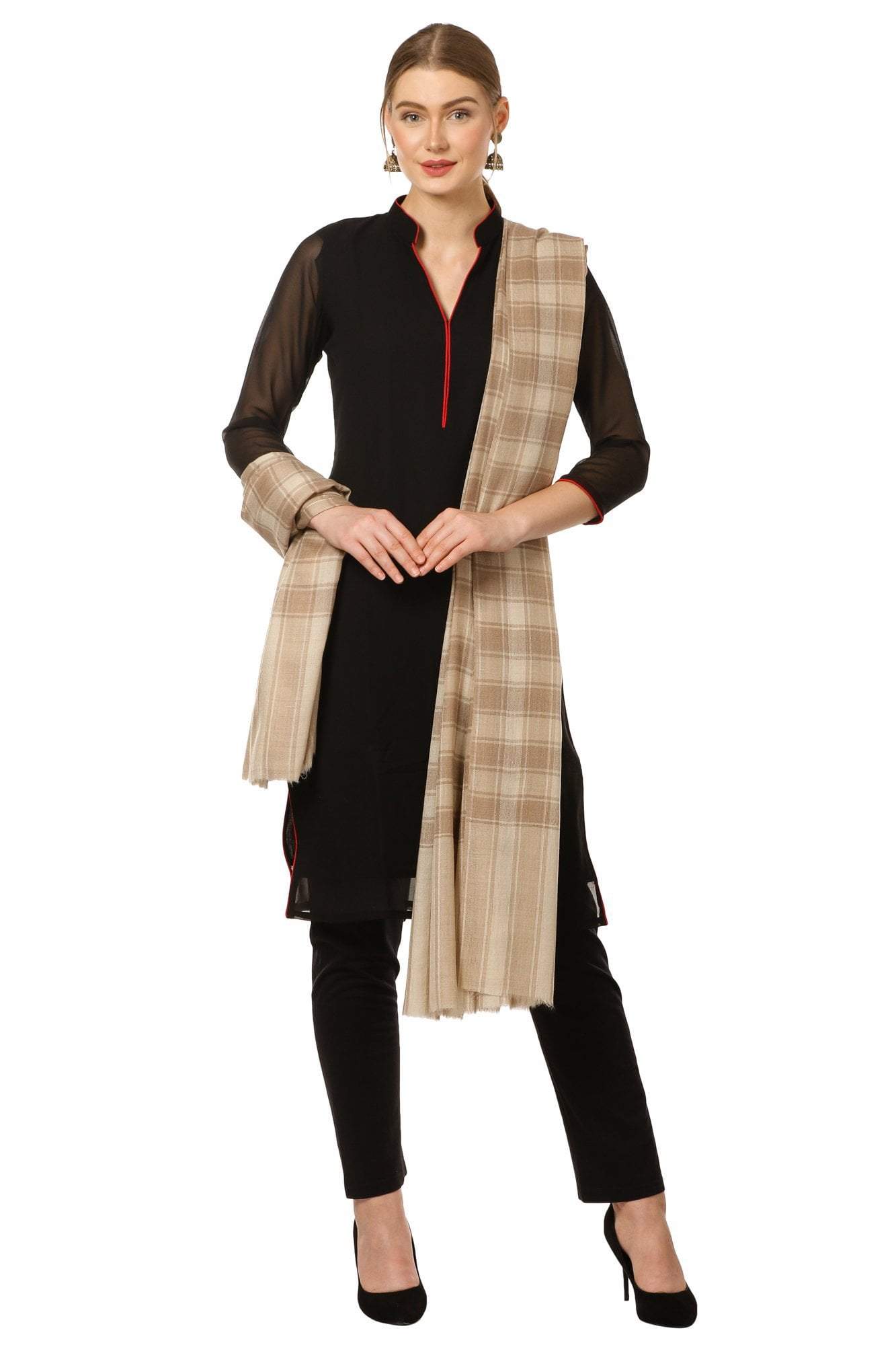 Pashtush Store Shawl Pashtush Womens Shawl, Ultra Soft  Wool Shawl Check Design,  Shawl