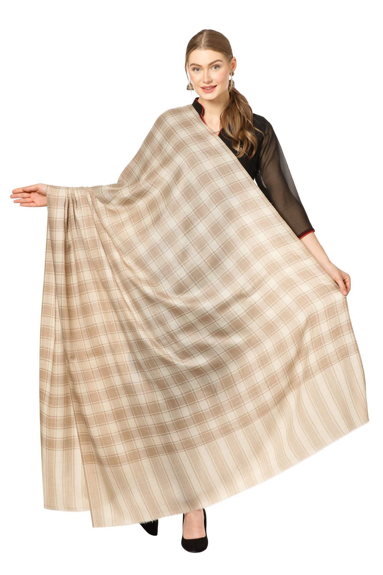 Pashtush Store Shawl Pashtush Womens Shawl, Ultra Soft  Wool Shawl Check Design,  Shawl