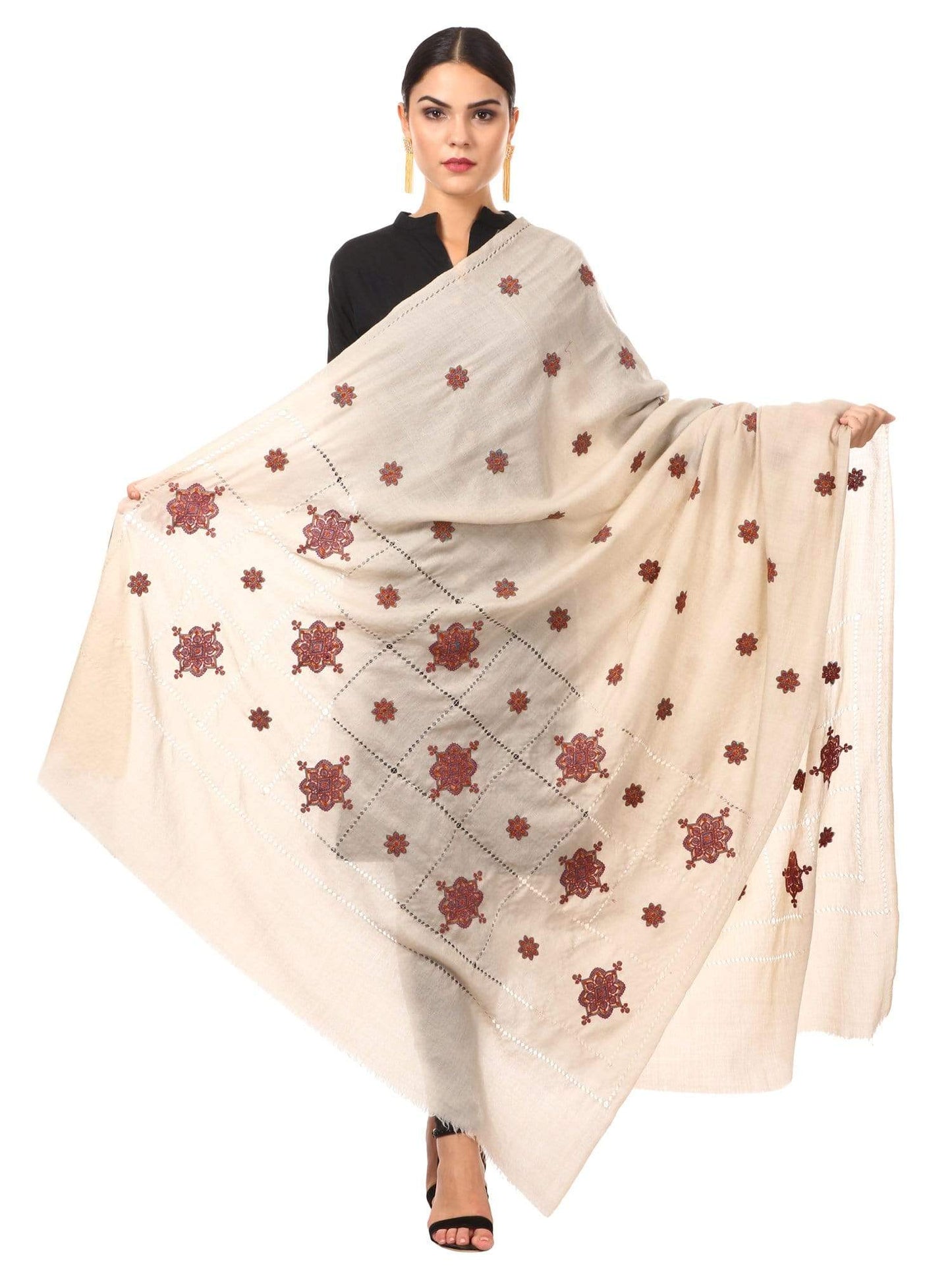 Pashtush Shawl Store Shawl Pashtush Womens Shawl with Tarkashi, Sozni Embroidery with Hand Knotted. Hand-Made Shawl
