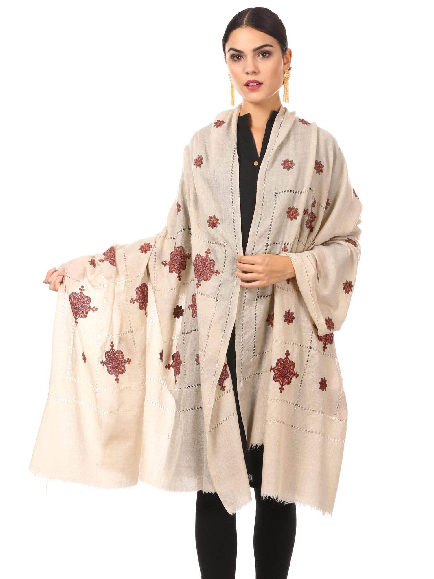 Pashtush Shawl Store Shawl Pashtush Womens Shawl with Tarkashi, Sozni Embroidery with Hand Knotted. Hand-Made Shawl