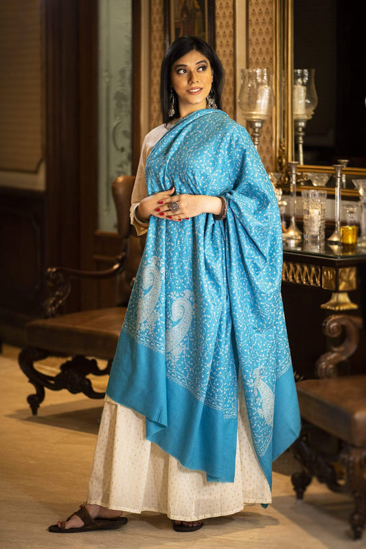 Pashtush Shawl Store Shawl Pashtush Womens Shawl with Tone on Tone Embroidery, Soft and Warm, Light Weight