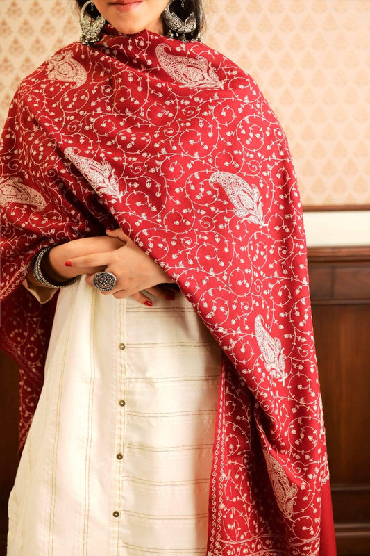 Pashtush Shawl Store Shawl Pashtush Womens Shawl with Tone on Tone Embroidery, Soft and Warm, Light Weight