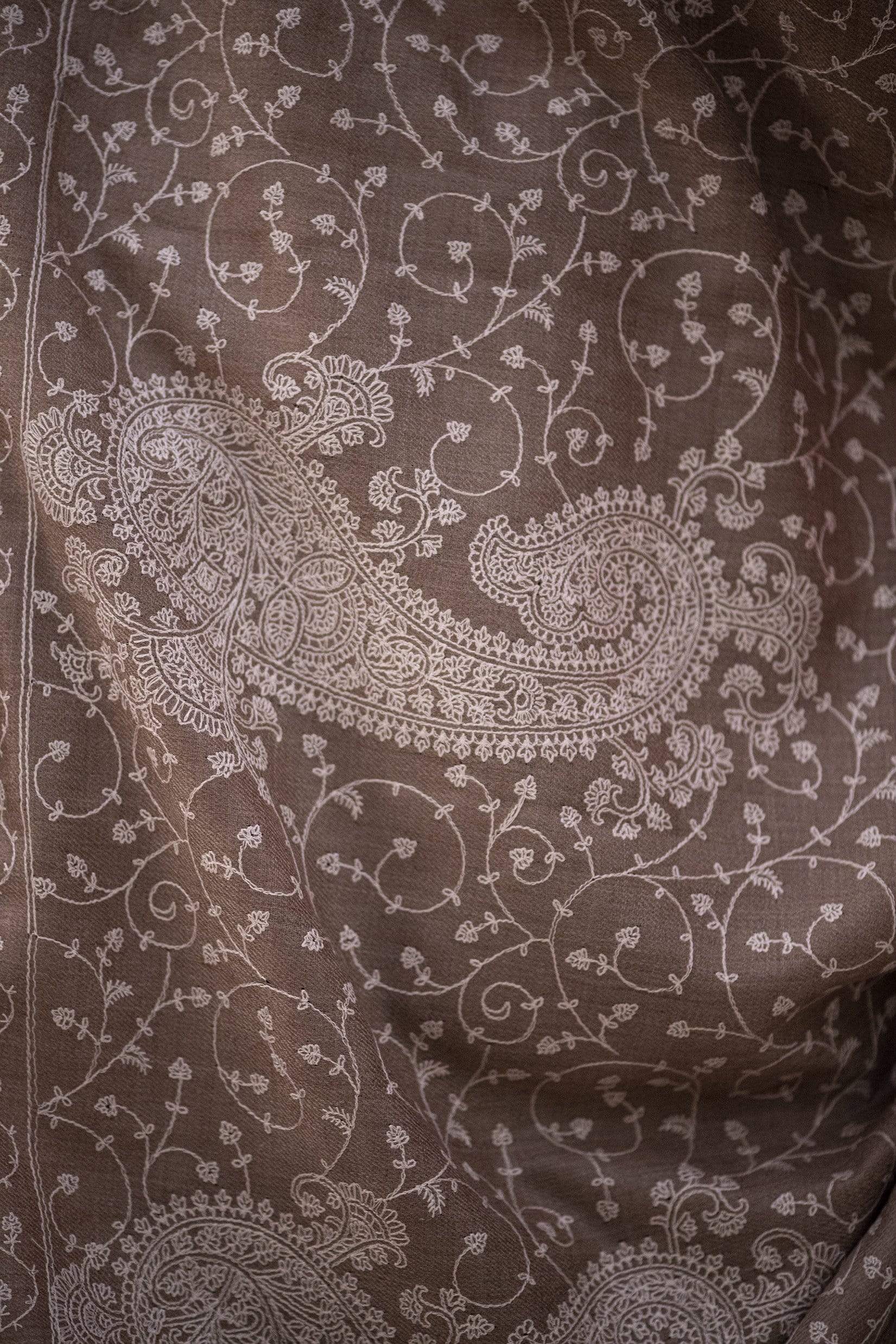 Pashtush Shawl Store Shawl Pashtush Womens Shawl with Tone on Tone Embroidery, Soft Warm Weight Wool