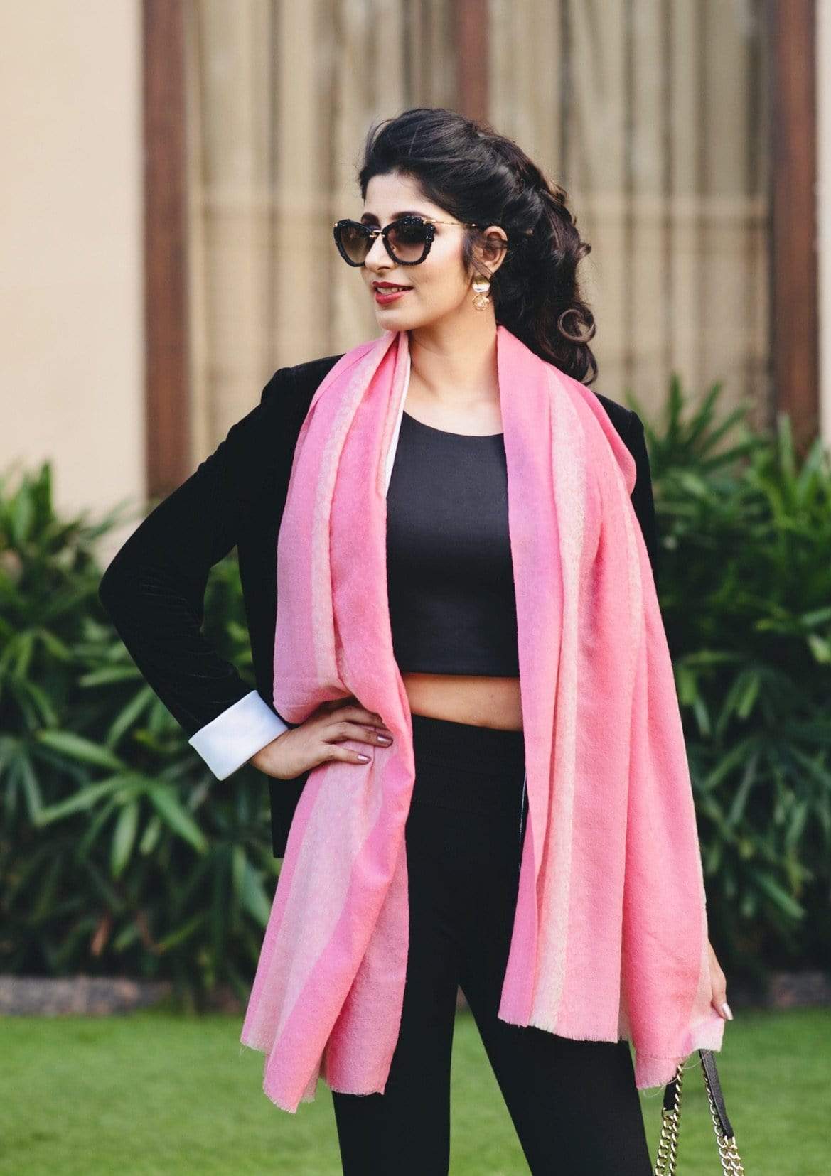 Pashtush India Stole Pashtush Womens Silk Wool, ultra soft stole, Flamingo Pink