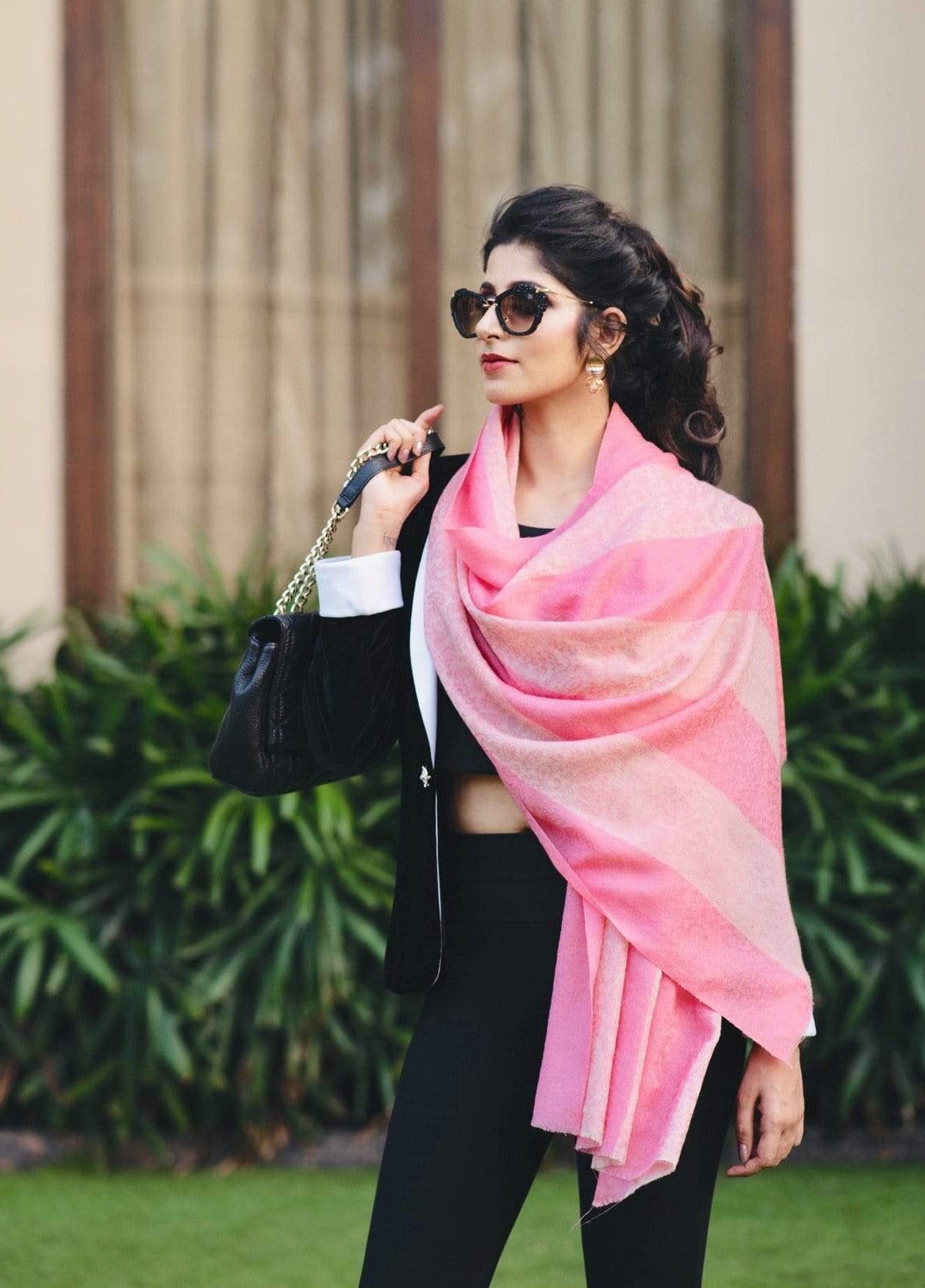 Pashtush India Stole Pashtush Womens Silk Wool, ultra soft stole, Flamingo Pink