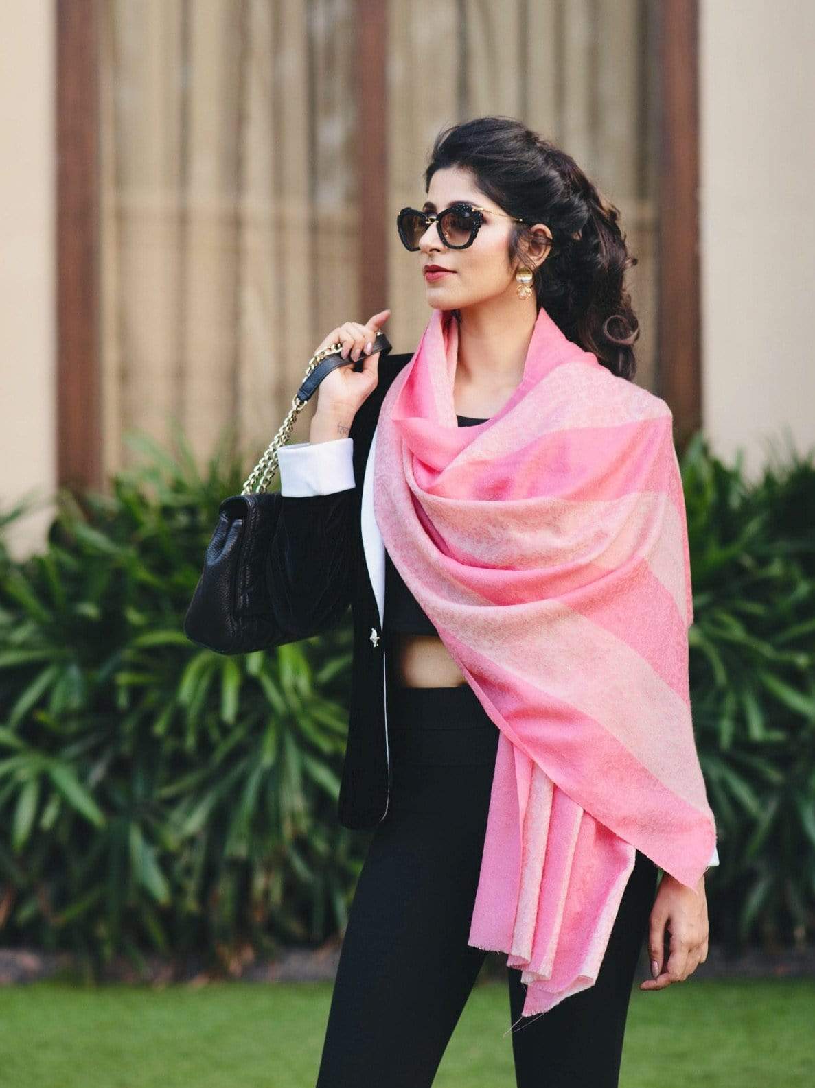 Pashtush India Stole Pashtush Womens Silk Wool, ultra soft stole, Flamingo Pink