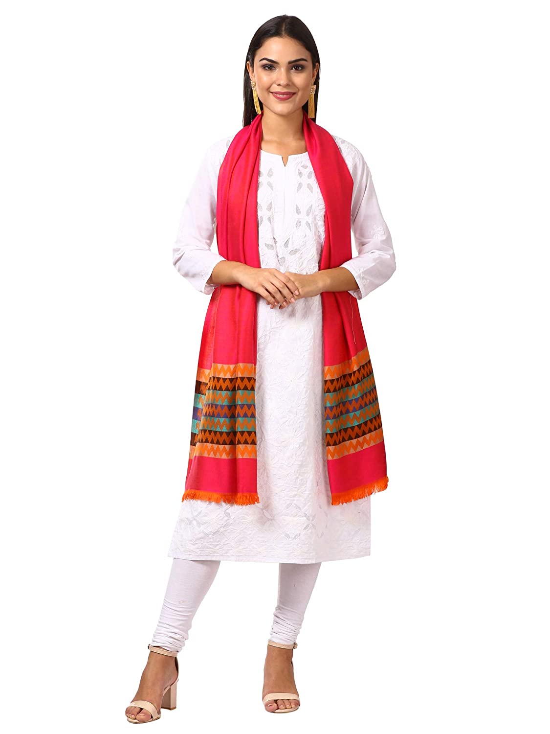 Pashtush Shawl Store Stole Pashtush Womens Silky-Smooth Reversible Scarf - Pink and Orange