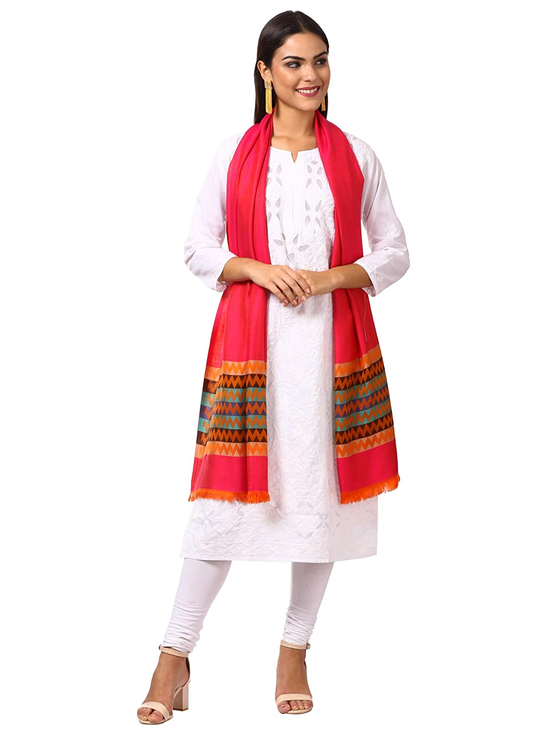 Pashtush Shawl Store Stole Pashtush Womens Silky-Smooth Reversible Scarf - Pink and Orange