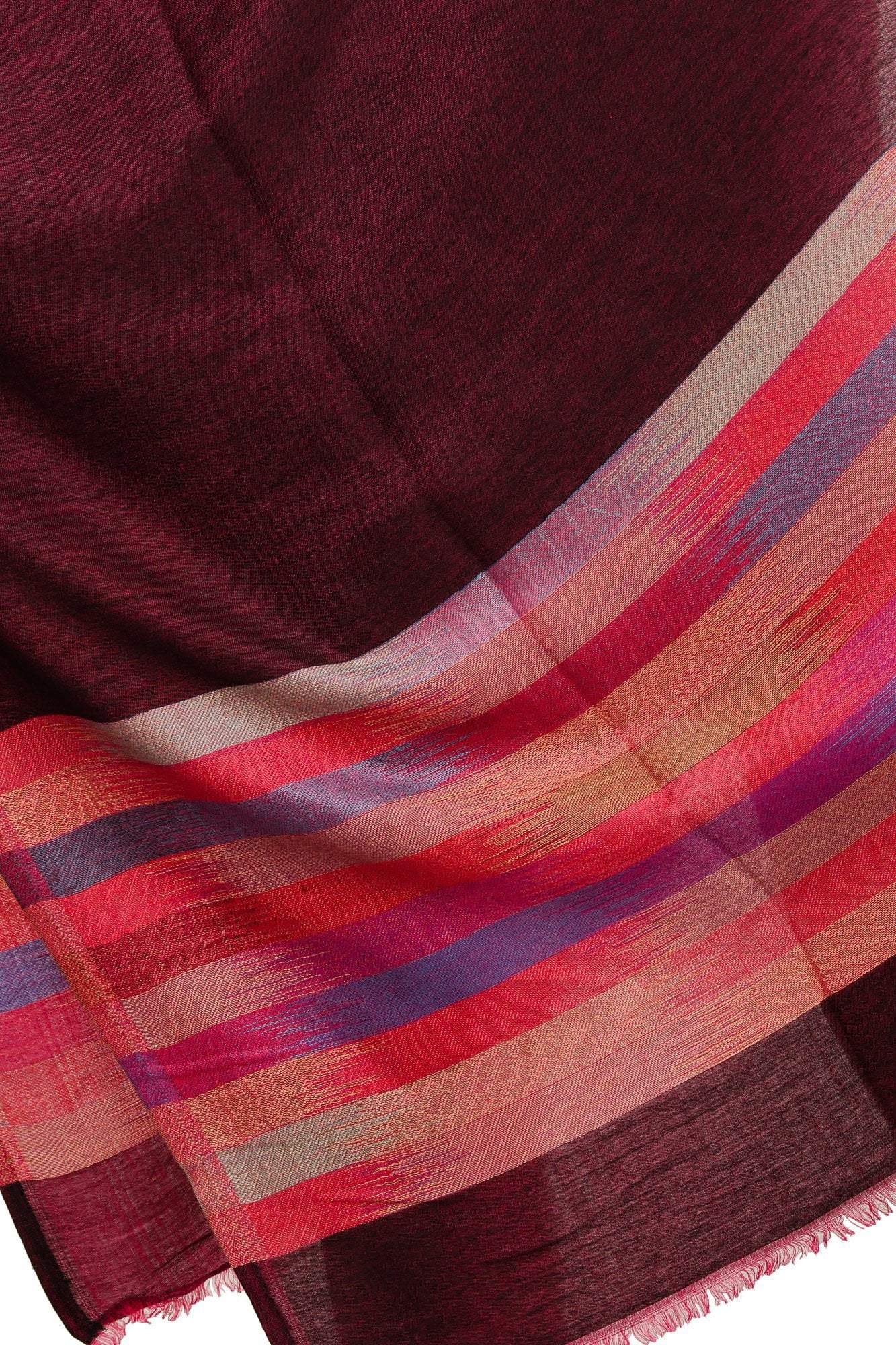Pashtush Shawl Store Stole Pashtush Womens Soft Bamboo Stole, Reversible Design, Twin Colored, With Multi Colored Stripes 28x80 inches