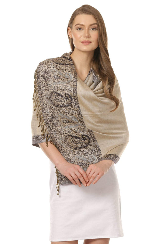 Pashtush Shawl Store Stole Pashtush Womens Soft Bamboo Stole, Reversible Design, Twin Colored, With Multi Colored Stripes 28x80 inches