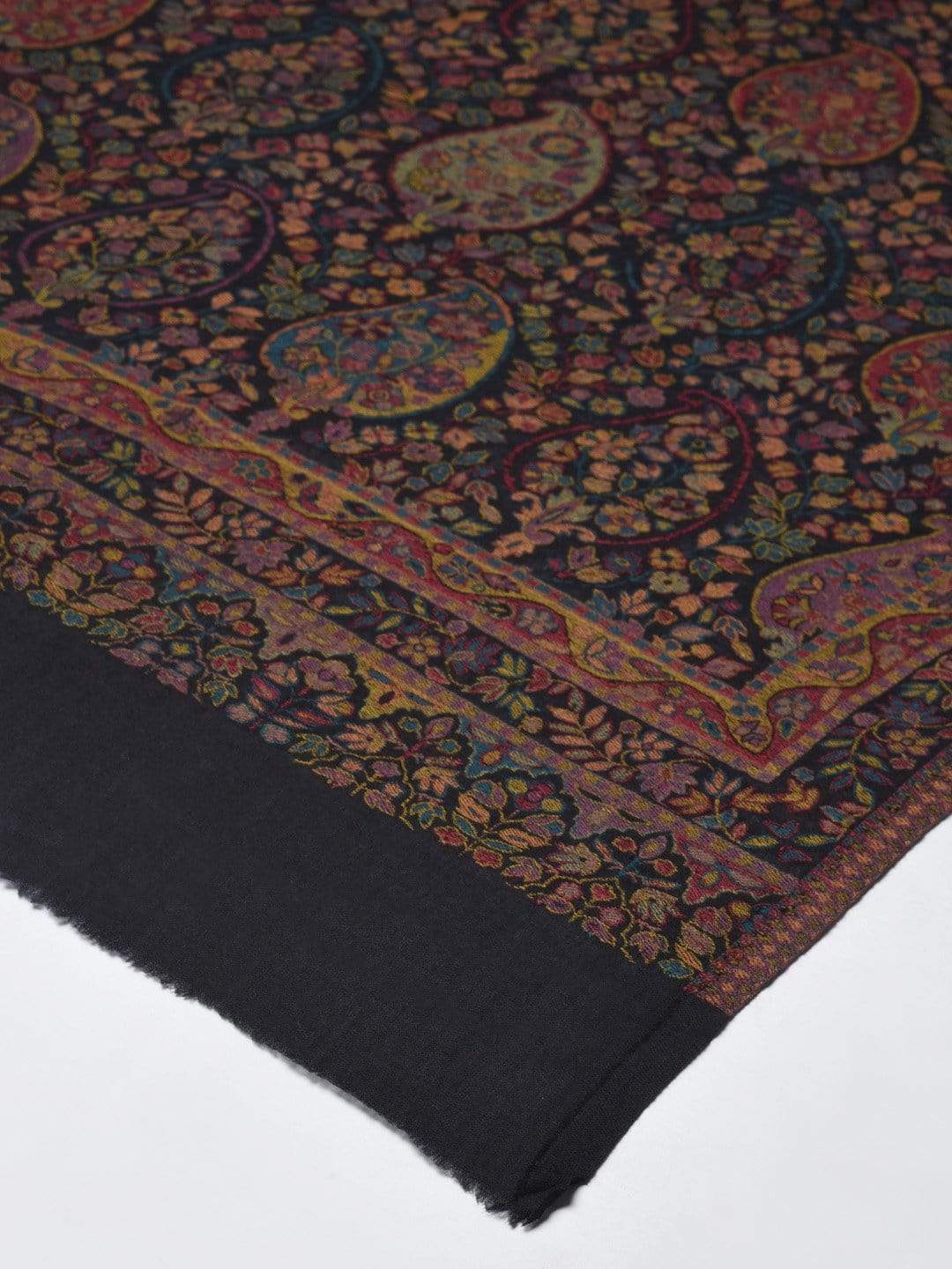 Pashtush India 100x200 Pashutsh Women Black Orange Paisley Woven Design Designer Shawl