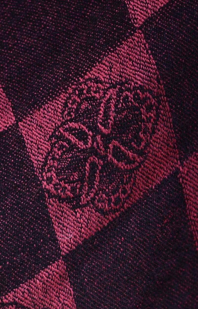 Pashtush Store Stole Pashtush Womens Soft Wool Scarf, Checkered Weave, Black and Maroon