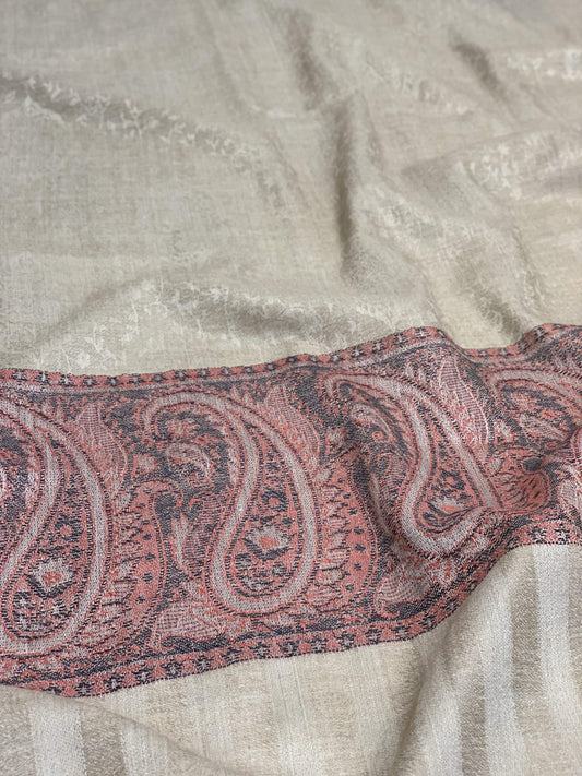 Pashtush Store Shawl Pashtush Womens Soft Wool Shawl Jacquard Design, Natural Faux Pashmina Shawl
