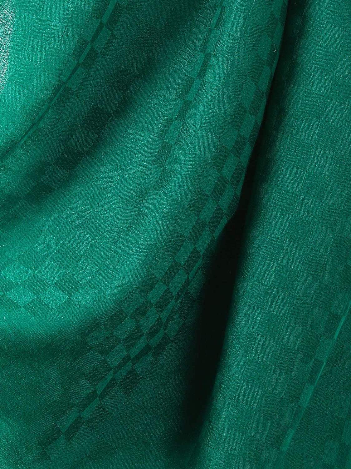 Pashtush India Stole Pashtush Womens Stole, Fine Wool Scarf, Checkered Weave, Bottle Green