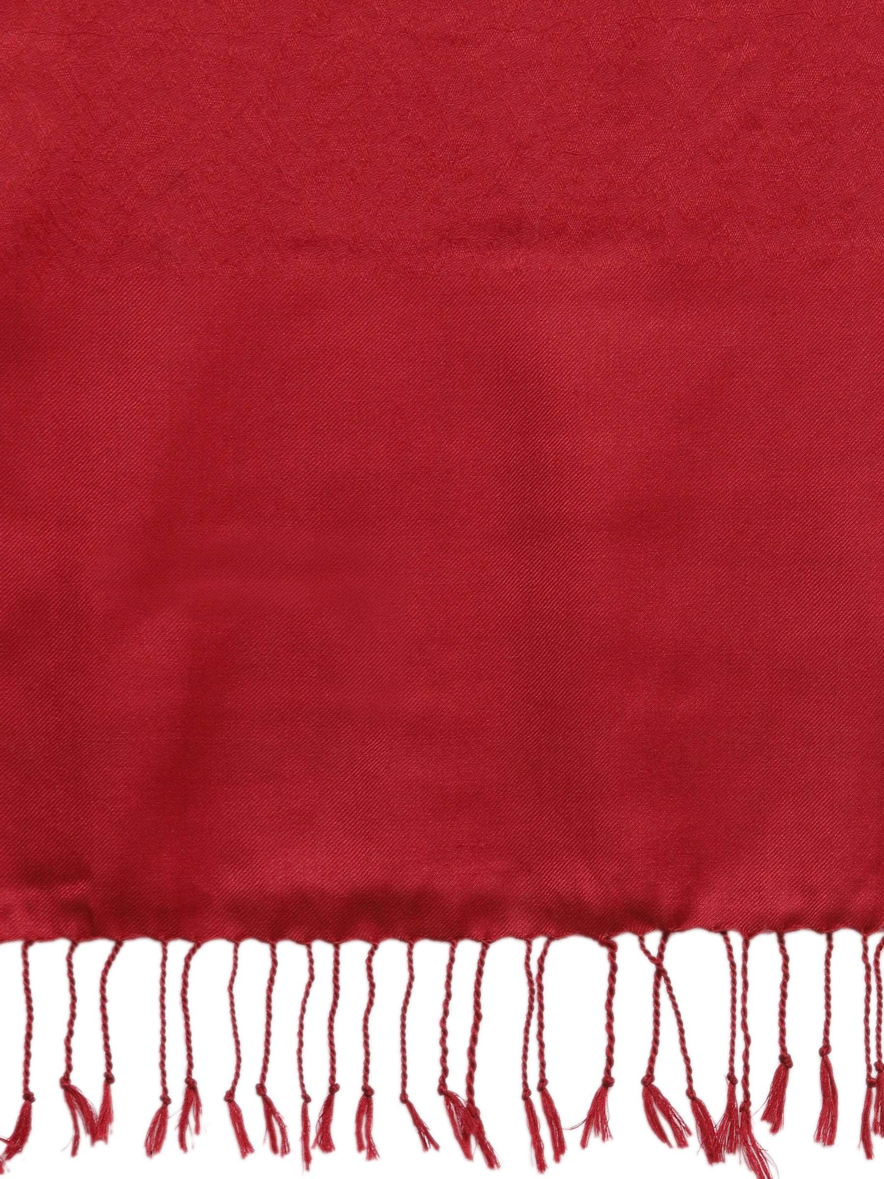 Pashtush India 70x200 Pashtush Womens Stole, Fine Wool Scarf, Paisley Jacquard Weave, Maroon