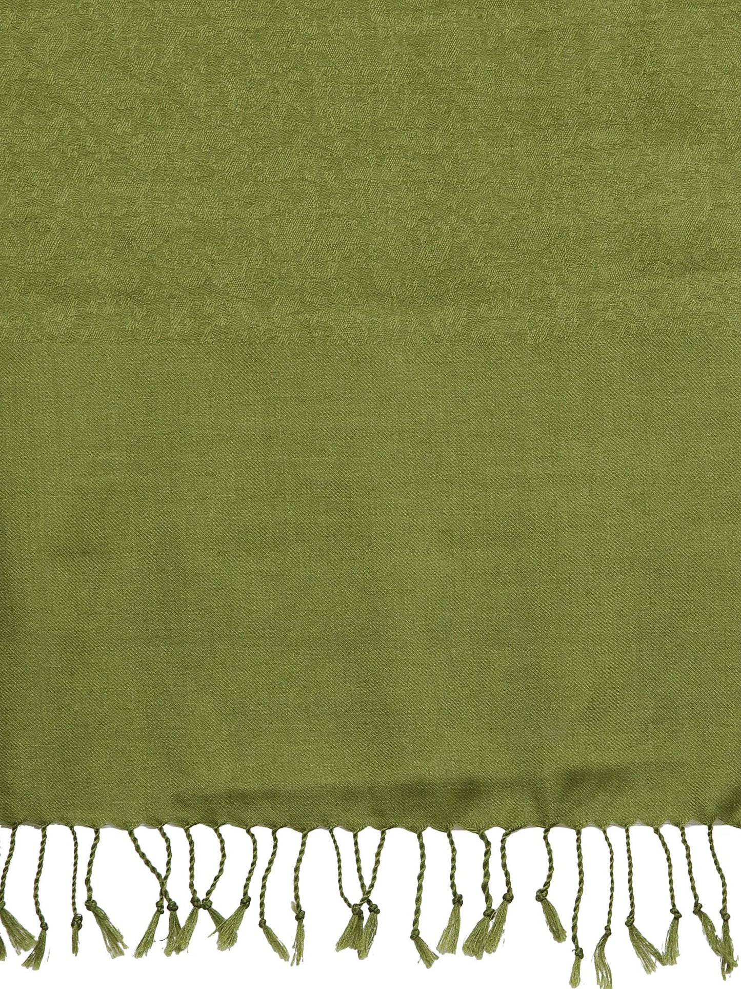 Pashtush India 70x200 Pashtush Womens Stole, Fine Wool Scarf, Paisley Jacquard Weave, Olive Green