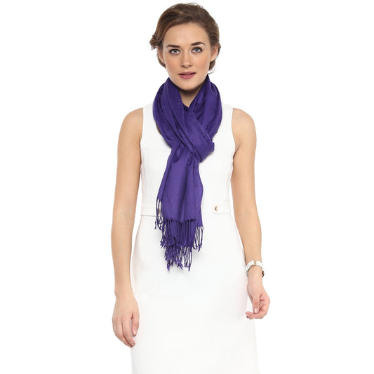 Pashtush India Stole Pashtush Womens Stole, Fine Wool Scarf, Paisley Jacquard Weave, Purple