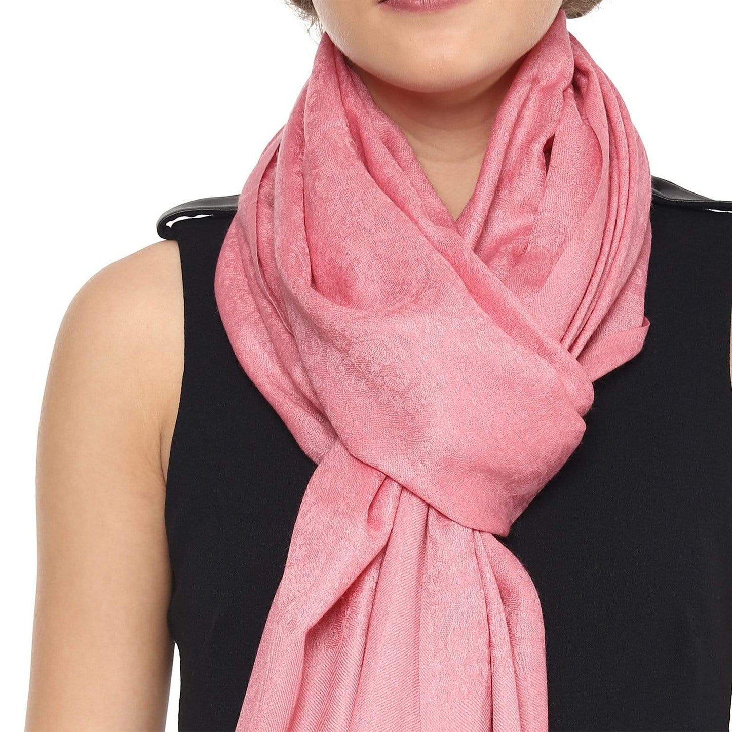 Pashtush India Stole Pashtush Womens Stole, Fine Wool Scarf, Paisley Jacquard Weave, soft Pink