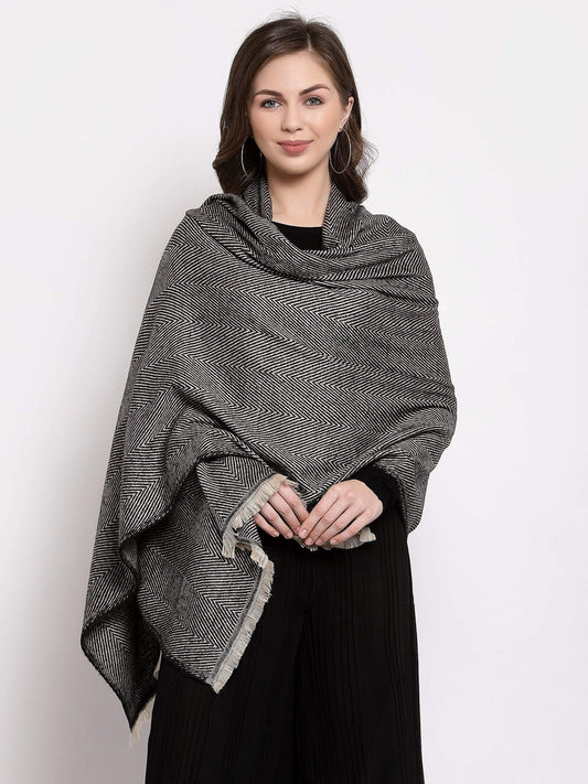 Pashtush India 70x200 Pashtush Womens Thick and Warm Woollen Scarf, Oversized, Smoked Grey