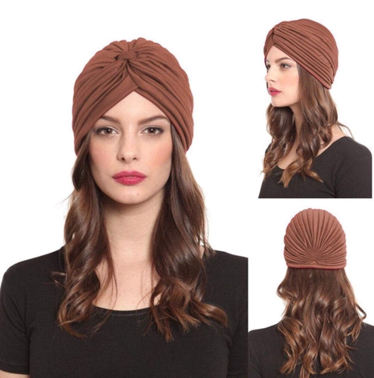 Pashtush India Turban Pashtush Womens Turban Beanie Style headwear in black