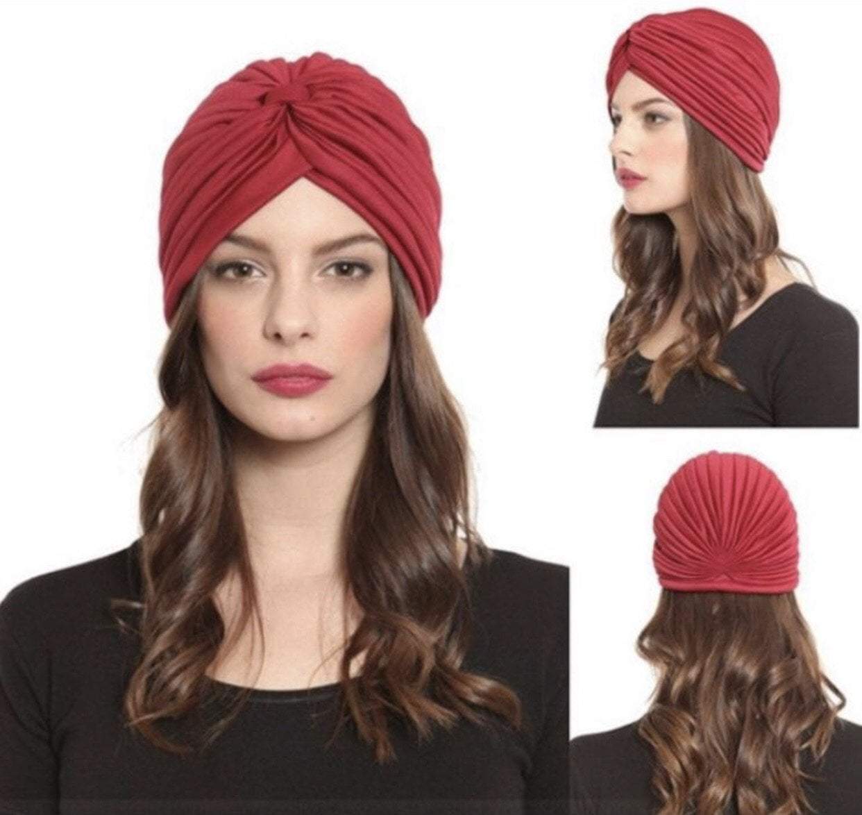 Pashtush India Turban Pashtush Womens Turban Beanie Style headwear in black