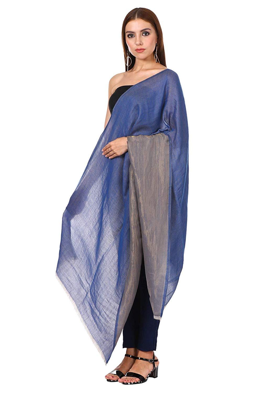 Pashtush Shawl Store Stole Pashtush Womens Twilight Scarf, Reversible Scarf, Pashmina Soft (afternoon blue)