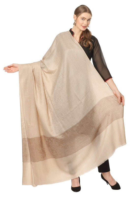 Pashtush India 100x200 Pashtush Womens Woven Extra Fine Wool Pashmina Shawl with Paiseley Weave