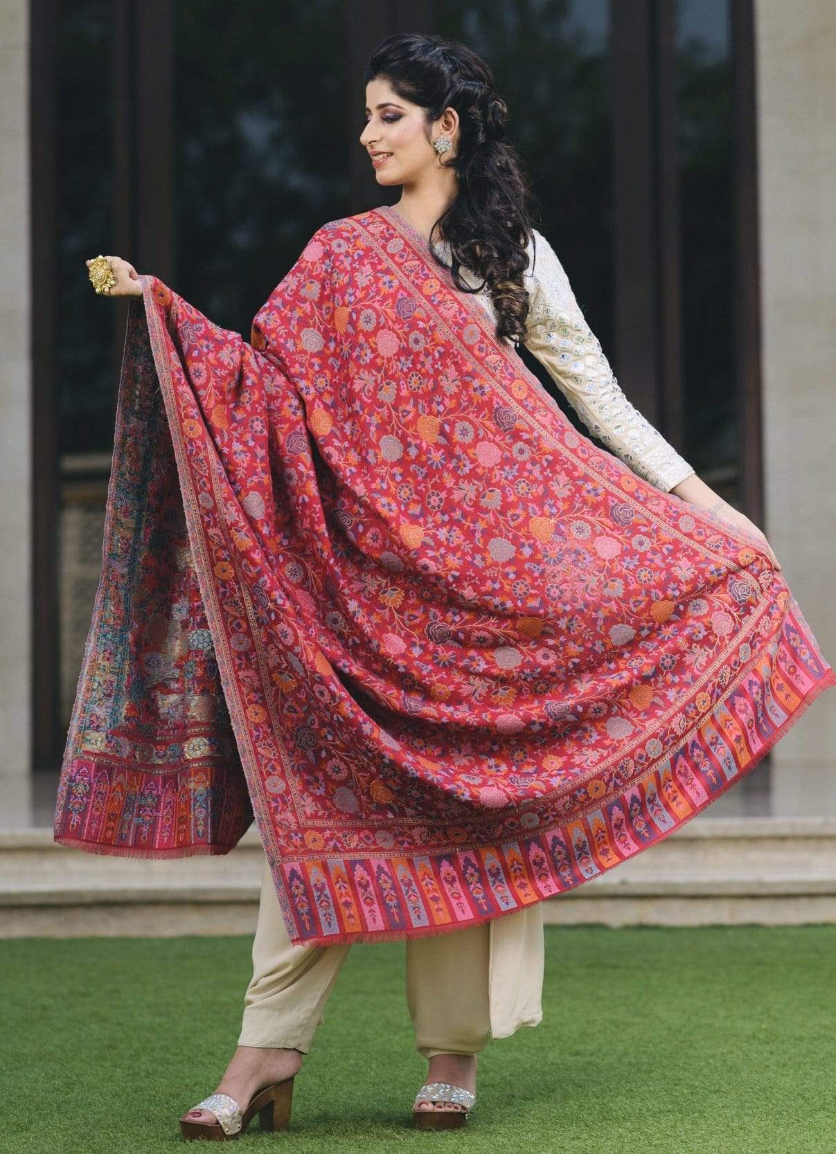 Pashtush Store Shawl Pashtush Womens Woven Kaani Shawl, Woollen, Faux Pashmina Shawl